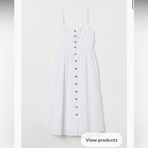 H&M linen blend midi button up dress ruched back